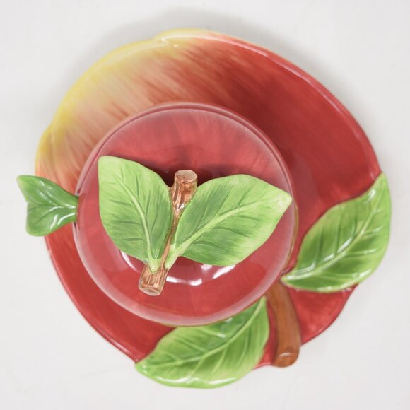 VTG Apple Shaped Jam Jar Lid Plate Spoon Cottagecore Farmhouse Granny Condiment - Picture 6 of 15